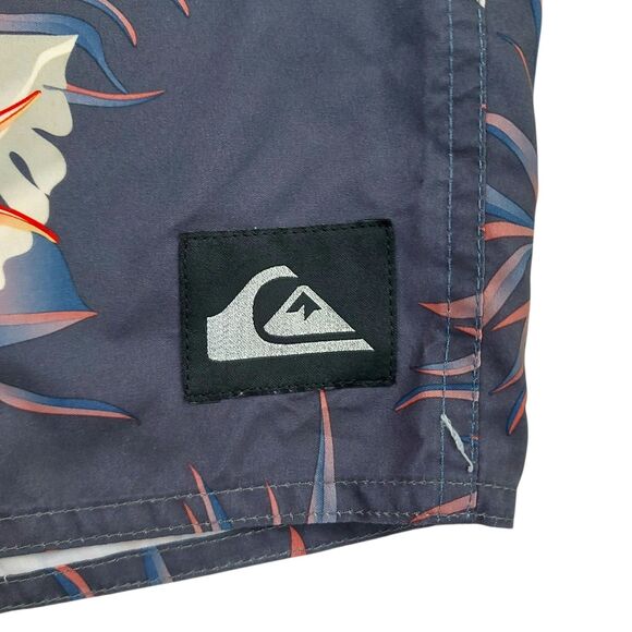Quiksilver Boardshorts Mens 36 Blue Tropical Print Lightweight Summer Beach Pool - Picture 8 of 12